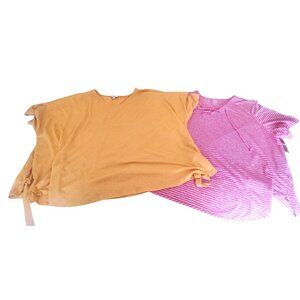 Avenue Women's Size 30/32 Blouses Tops In Solid Orange & Pink Striped Design